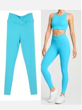 Year of Ours Athleisure Luxe Yoga Ribbed Veronica Leggings Pisces Blue Medium